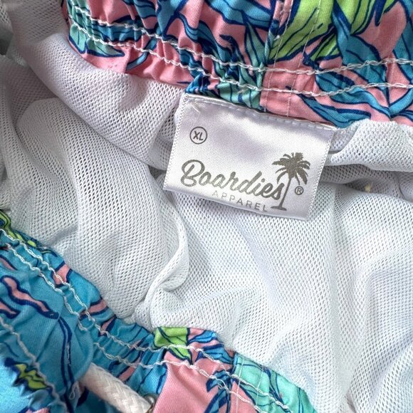 BOARDIES Palmtopia Floral Tropical Palm Leaf Print Preppy Swimsuit Swim Trunk XL - Picture 3 of 5